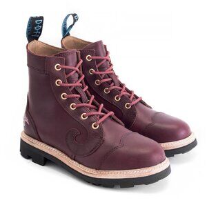 John Fluevog Derby Swirl (6 eye) Burgundy Boots W 7.5